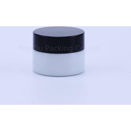 300pcs 15g white Glass Cream Jars Cosmetic Packaging with lid plastic caps & inner liners round empty small glass jars