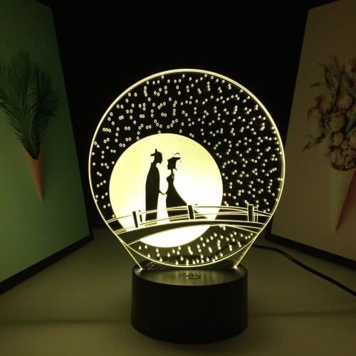 The Cowherd And The Weaver Girl Meet On The Magpie Bridge Moodlight Lamp for Couple Valentine Day Birthday Gift 3D Night Light