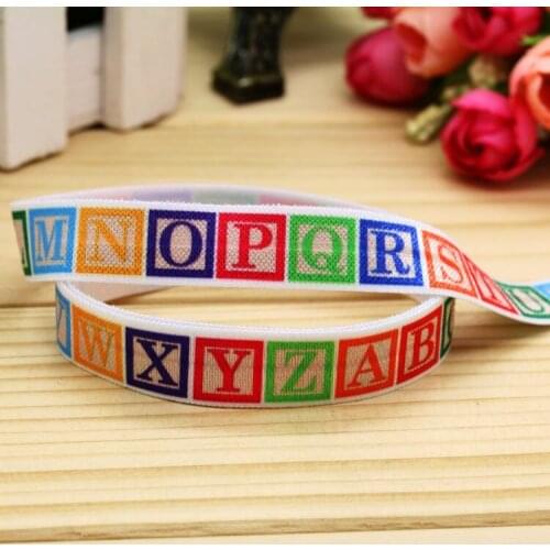 5/8'' Free shipping Fold Elastic school letter printed headband headwear hairband diy decoration wholesale OEM H5310