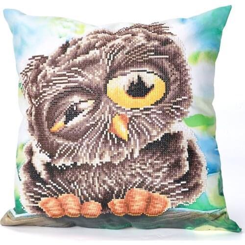 5D Diamond Painting Owl Cushion Cover Replacement Throwing Pillow Case Partial Round Drill Kits DIY Mosaic Cross Stitch Handmade