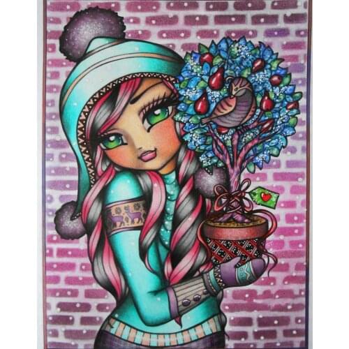 5D DIY Diamond Painting Kits Full Round With AB Drill Cartoon Fairy Little Girl Embroidery Mosaic Home Decor