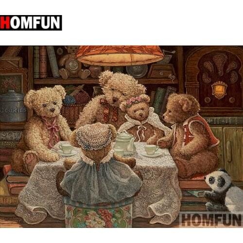 HOMFUN Full Square/Round Drill 5D DIY Diamond Painting "Cartoon bear" 3D Embroidery Cross Stitch 5D Home Decor Gift A13285