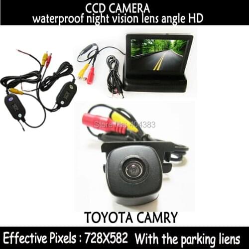 Car style parking CCD HD Night Vision waterproof Car RearView Camera With 4.3 Car Rearview Mirror Monitor for Toyota camry 2008