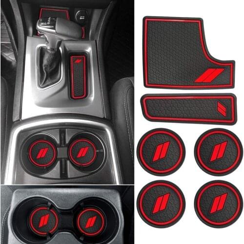 6Pcs Car Water Cup Holders Latex Anti-Dust Mat Non-Slip Door Slot Pad Mat Interior for Dodge Charger 2015-2021