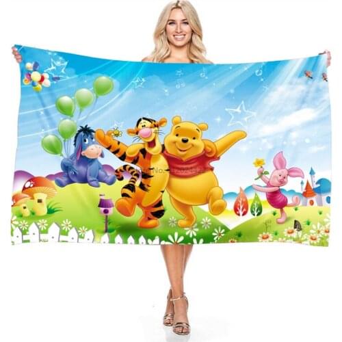Winnie The Pooh and Tigger Cartoon 3d Printed Towels Adult Children Baby Microfiber Bath Towels Bathroom Beach Towel Wrap Dress