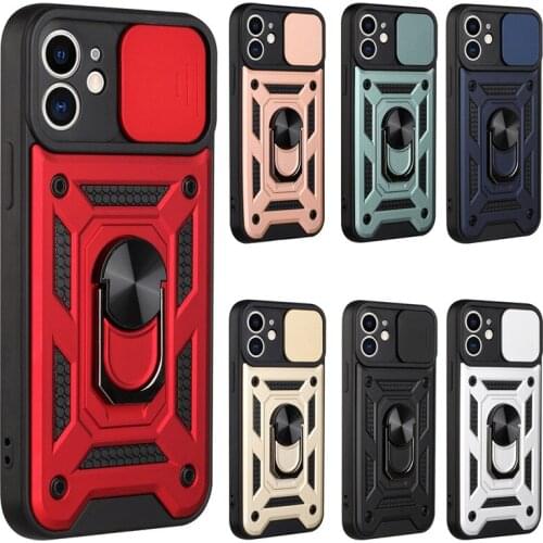 Magnetic Finger Ring Case For iPhone XS MAX XR X 11 12 Pro Max SE 2020 7 8 Plus Slide Camera Shockproof Bumper TPU Back Cover