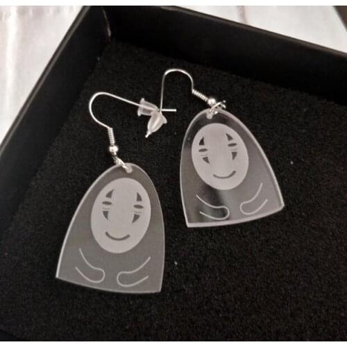 Japanese Spirited Away No Face Man Earrings Miyazaki Hayao Anime Earrings for Women Lovely Mushroom Acrylic Brincos Jewelry