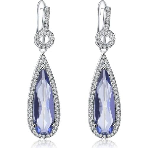 GEMS BALLET 925 Sterling Silver Fine Jewelry For Women Classic Natural Iolite Blue Mystic Quartz Gemstone Water Drop Earrings