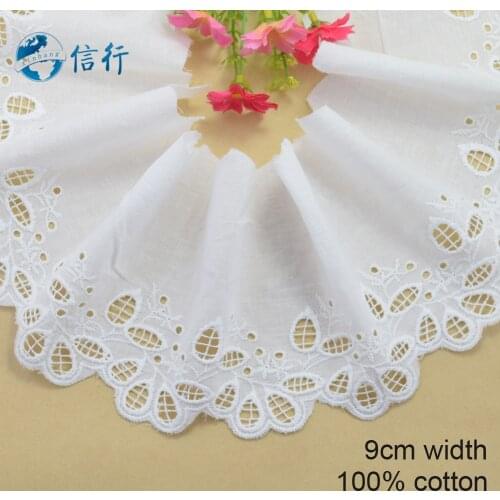 9cm width Cotton embroid lace sewing ribbon guipure trims or fabric warp knitting DIY Garment Accessories free shipping#3615