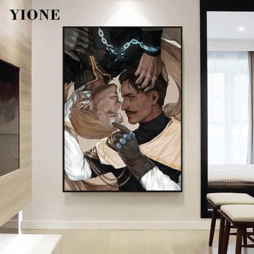 Two Mans Canvas Paintings Cartoon Anime Gays Lover LGBTQ Wall Art Poster Prints Picture Home Interior Decoration for Bedroom
