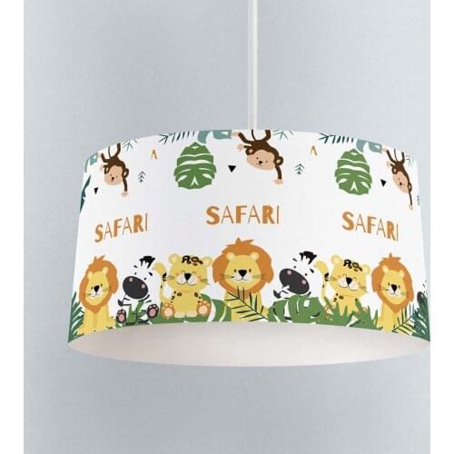 Lamp For Kids Bedrooms Light Chandelier for Living Room Childrens Room White Safari Lion Leaf Pattern 258