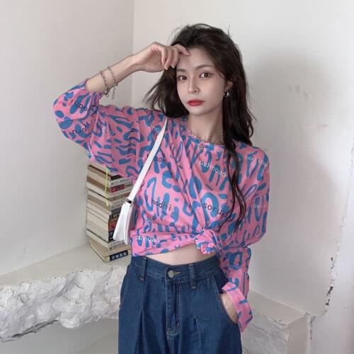 Summer Women Tees Tops Long Sleeve Casual Women Shirts Fashion Streetwear Women Mesh Tops Letter Printed T Shiert Female