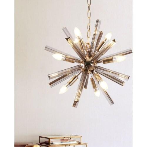 Amber Crystal Chandelier Light Modern Firework Hanging Decorative Lights Nordic K9 Crystal Chandelier Lamps For Restaurant Home