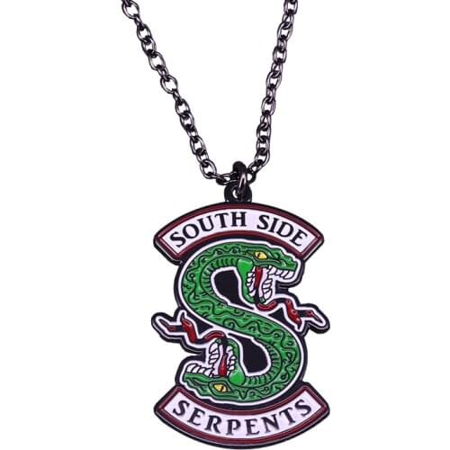 "South Side Serpents metal enamel charm pendant necklace fashion Riverdale fans gift"