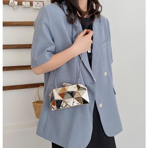 Fashion Evening Bag Diamond Lattice Sequined Womens Chain Crossbody Bag Luxury Lock Dinner Bag Designer Female Box Clutch Bags