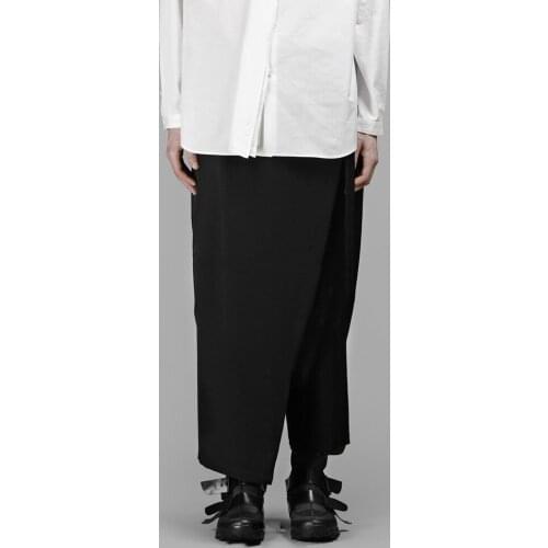 Mens new menswear fashion trend designer casual trousers irregular patchwork nine cropped trousers plus size singer clothing