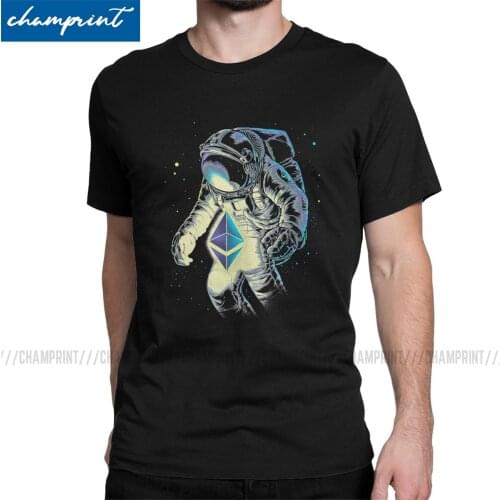 Space Ethereum Mens T Shirts Bitcoin Cryptocurrency Blockchain T-Shirts Stars Galaxy Sci Spacesuit Spaceman Astronaut Tees
