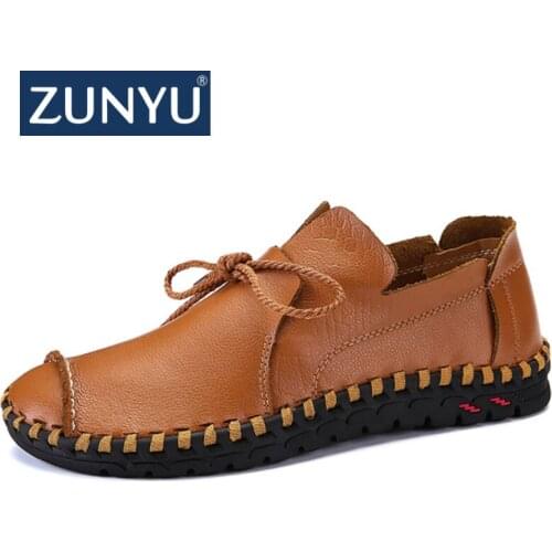 ZUNYU New Comfortable Casual Shoes Loafers Men Shoes Quality Split Leather Shoes Summer Men Flats Hot Sale Moccasins Shoes
