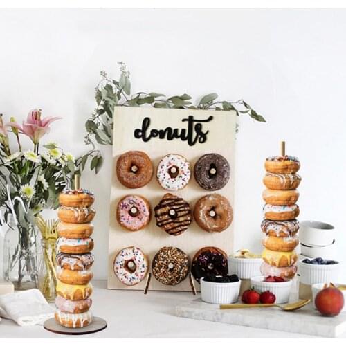 Donut Wall Stand Wedding Decoration DIY Doughnut Display Bar With Base Baby Shower Birthday Party Cake Dessert Stand Table Decor