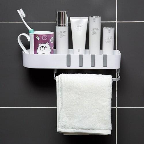 Wall Mounted Bathroom Shelves Floating Shelf Shower Hanging Basket Shampoo Holder WC Accessories Kitchen Seasoning Storage Ra