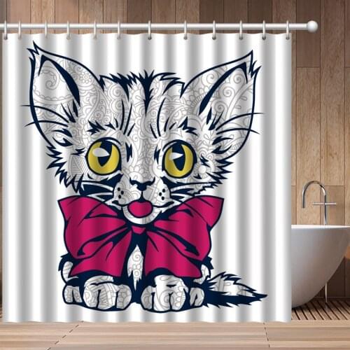 New Cartoon Dog Print Shower Curtain Bathroom Decoration Creative Waterproof and Mildewproof Fabric Shower Curtain