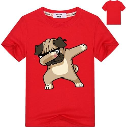 New Arrivals Fashion Dab dog Printed T-Shirt Boys Pug Dogs Animal T Shirt Summer High Quality Tee Kids Girls Top