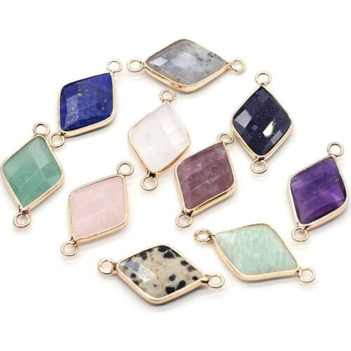 Trendy Rhombus Charms Natural Gem Stone Crystal Lapis Lazuli Faceted Pendants for Jewelry Making DIY Necklace Earring Gifts
