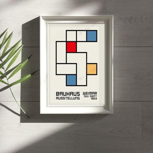Premium Poster Bauhaus Exhibition 1923 Wall Art Minimalist Poster Ausstellung Weimar Ideal Gift Vintage Art Living Room