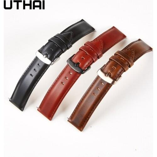 UTHAI Watchbands 22mm watch band leather watch strap Quick release spring bar 20mm watch strap Samsung galaxy watch 42MM