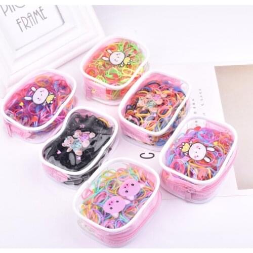 120Bags/lot DIY Simple Multi Square Zipper Bag Rubber Band Elasticity Baby Disposable Hair Bands Styling Tool Accessory HA1667