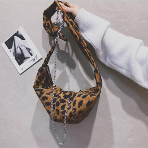 Leopard Print Women Luxury Handbag Designer Canvas Shoulder Bags High-Capacity Women Chain Retro Crossbody Bag Travel Hand Bag
