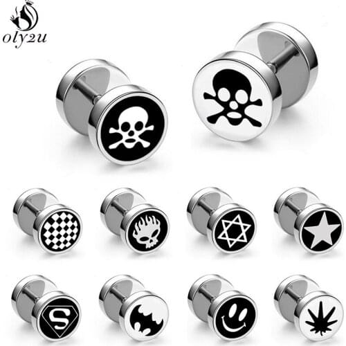 Stainless Steel Fake Cheater Ear Plugs Punk Body Jewelry Pierceing Earrings for Women Men Tunnel Gauges Tapers Stretcher Earring