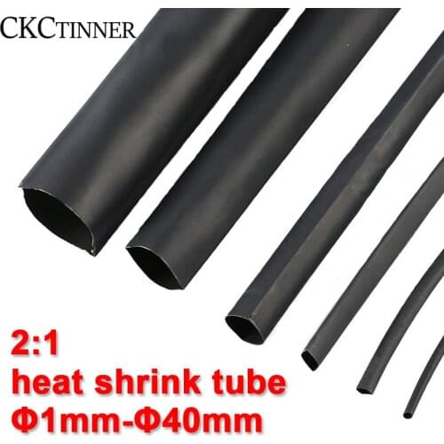 2:1 Round diameter 1mm / 1.5mm / 2mm / 3mm / 4mm / 5mm / 6mm-40mm length 10M heat shrinkable shrink tube Black tube wire wrap