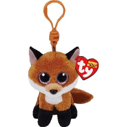 Ty Big Eyes Plush Slick the Fox Keychain Toy Doll With Tag 4" 10cm
