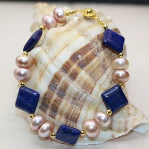 Bohemia style elegant 9-10mm natural purple abacus pearl lapis lazuli beads 12mm bracelets for women gift jewelry 7.5inch B2997