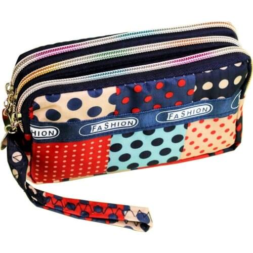 Large Capacity Women Purses Coin Purse Zipper Wallets Wristlet Handbags Canvas Fabric Lady Leys Money Changes Bags