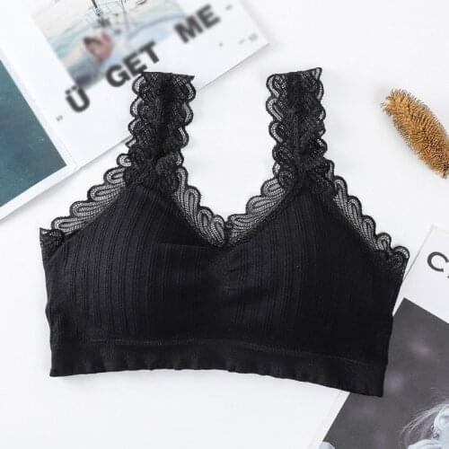 Womens Sexy Everydaywear Lace Bra Solid Korean Style Comfortable U Strap Cotton Pad Lingerie Underwear Feme 2021
