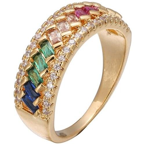 Bettyue Brilliant Modelling Geometry Zirconia Multicolor Arrange Women And Girls Fancy Ring For Dating Dress Up Fashion Trend