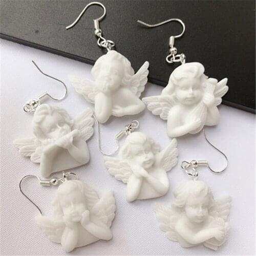 1pair Baroque Angel Wings Cupid Dangle Drop Earrings Cute Love Earrings for Woman Girl Fashion Jewelry Birthday Gifts