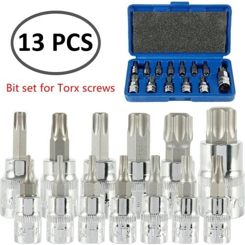 13pcs Torx Bits Set Screwdriver Drill Bit Hex Torx Repair Mobile Phone Bit T8 T10 T15 T20 T25 T27 T30 T40 T645 T50 T55 T60 type