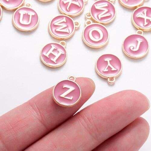 26pcs/Pack Colorful DIY Jewelry Accessories Alloy Small Pendants Bracelet Pendant Accessories Double-Sided English Alphabet