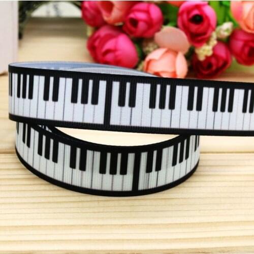 7/8'' Free shipping piano printed grosgrain ribbon hairbow headwear party decoration diy wholesale OEM 22mm P5040