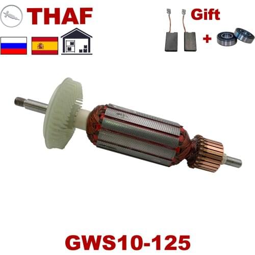 Free Bearing & Carbon Brush！AC220V-240V Armature Rotor Anchor Motor Replacement for BOSCH Angle Grinder GWS10-125