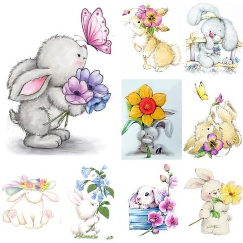 5D DIY Diamond Painting Cartoon Rabbit Full Drill Cross Stitch Wall Decor Art Picture Embroidery Flowers Home Decoration Gift