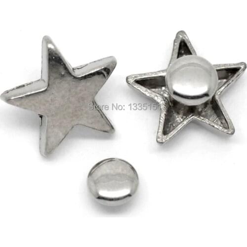 Free shipping -30 Sets Silver Tone Star Rivet Studs Spots 16mmx15mm 7mmx3mm Bag Leather Clothes J1274