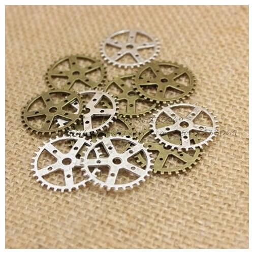 Free shipping 50pcs/lot 25mm Antique Bronze Vintage Metal Alloy Gear Jewelry Charm Jewelry Pendant Findingst T0194