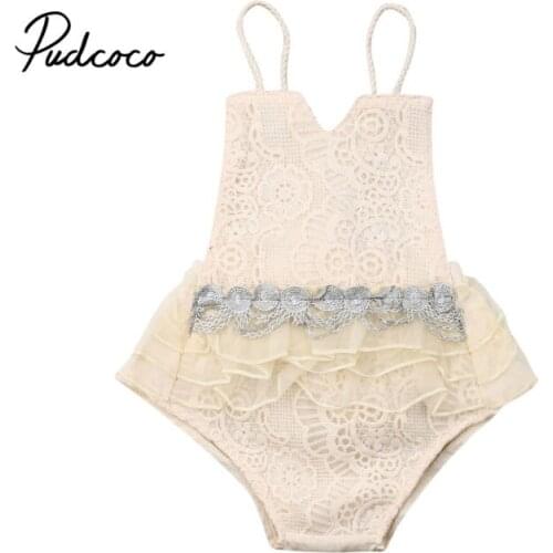 Baby Girls Bodysuits Hot Summer New Baby Girls Clothes Casual Sleeveless Lace Bodysuit Party Jumpsuit Newborn Infant Clothing