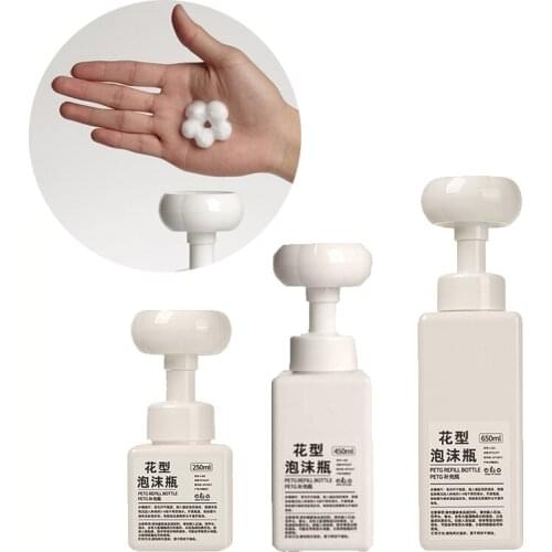 250/450/650ml Pressing Flower Foam Bottle Portable Soap Dispensers Plastic Refillable Bathroom Handmade Soap Shampoo Sub-bottle