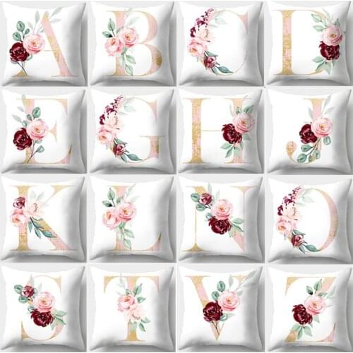 Decorative Cushion Cover 45x45 Pink Letter Sofa Cushions Nordic Home Decor Flowers Pillowcover Throw Pillows Polyester
