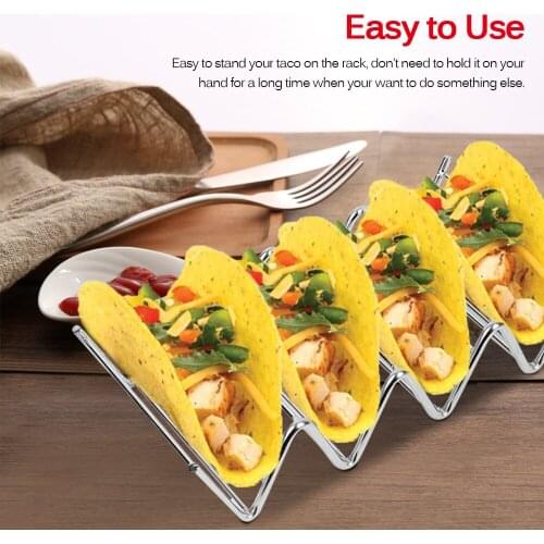 Stainless Steel Taco Holders Rack Mexican Food Hard Stand Holds Soft Shells Wave Shape Kitchen Tool Restaurant Food Display